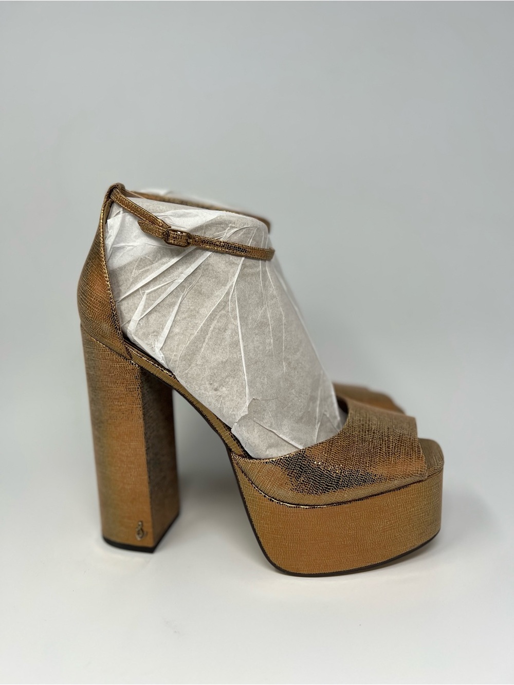 Sam Edelman Metallic Copper Platform Block Heels - Picture 2 of 9